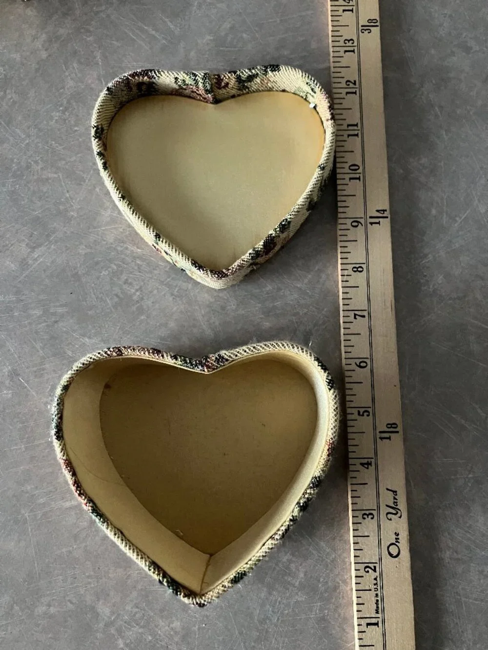 Vintage 1980s Heart-Shaped Embroidered/Needlepoint 3 Nesting Box Set